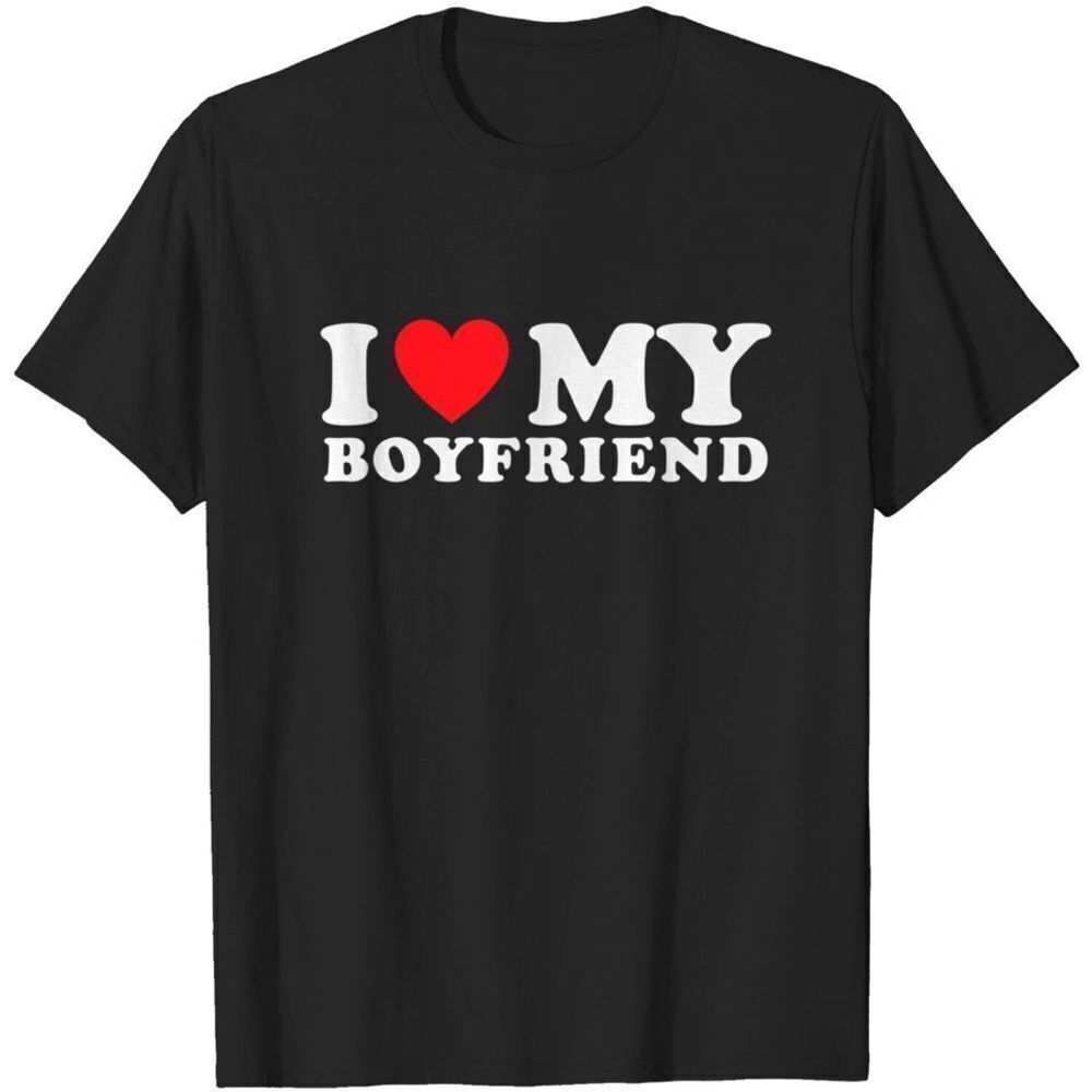 I Love My Boyfriend Cute Relationship Quote Graphic T-Shirt